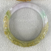 Type A Brownish Green with Lavender Jadeite Prosperity Flowers Bangle 64.22g Internal Diameter 54.6mm 14.2 by 10.3mm (Very Fine Internal Line) - Huangs Jadeite and Jewelry Pte Ltd