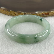 Type A Natural Jelly Light Green with Blueish Green Flora Piao Hua Jadeite Bangle 44.63g Inner Diameter 50.7mm 12.3 by 8.3mm (Internal Lines) - Huangs Jadeite and Jewelry Pte Ltd