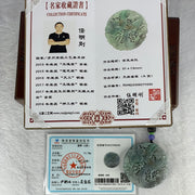 Grandmaster Certified Type A Semi Icy Sky Blue with Wuji Lavender with Black Patches Jadeite Phoenix and Flowers Pendent 71.76g 51.0 by 13.0 mm - Huangs Jadeite and Jewelry Pte Ltd