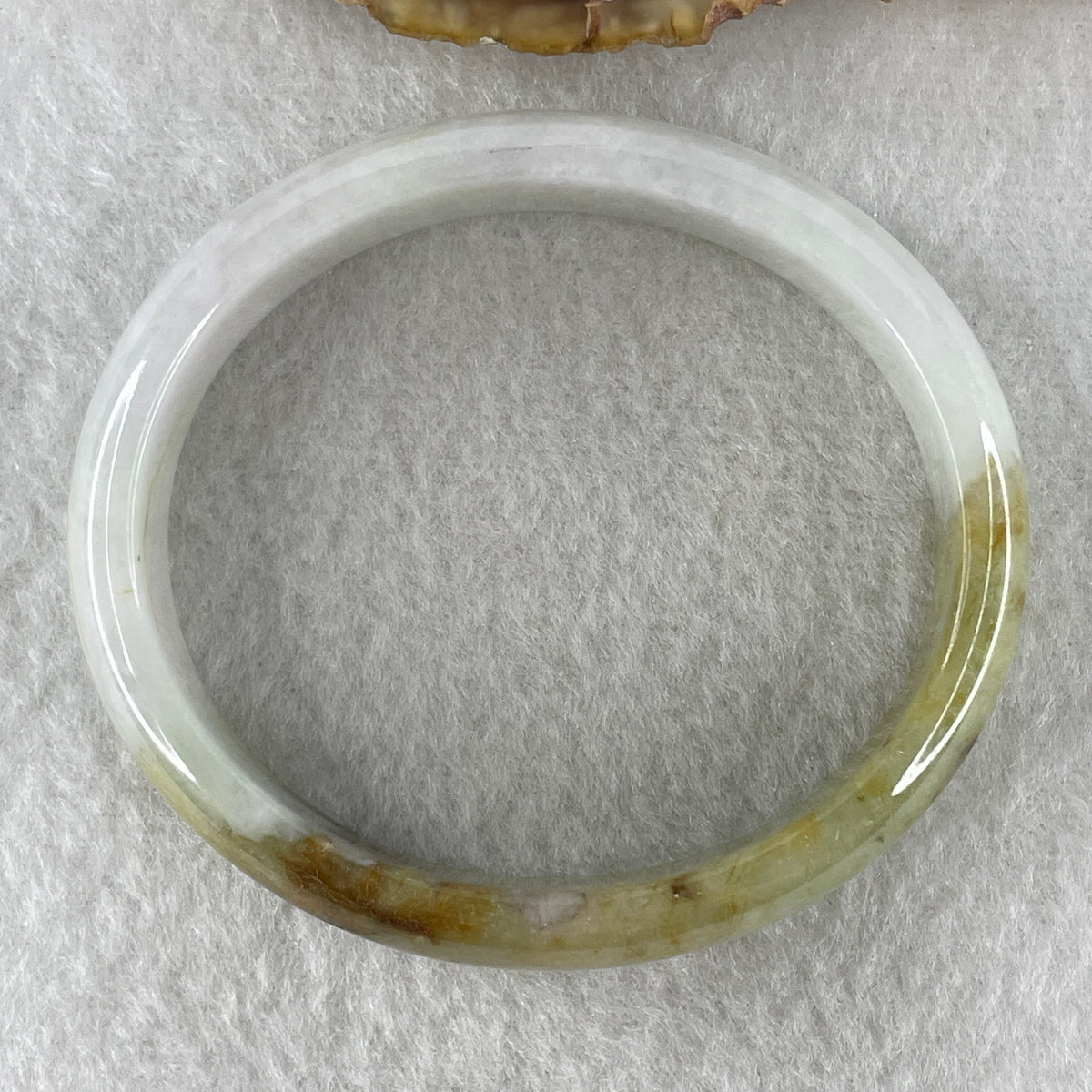 Natural Type Light Lavender with Yellowish Green Jadeite Oval Bangle 37.93g Inner Diameter 55.7mm 12.8 by 6.0mm (Slight External Rough) - Huangs Jadeite and Jewelry Pte Ltd