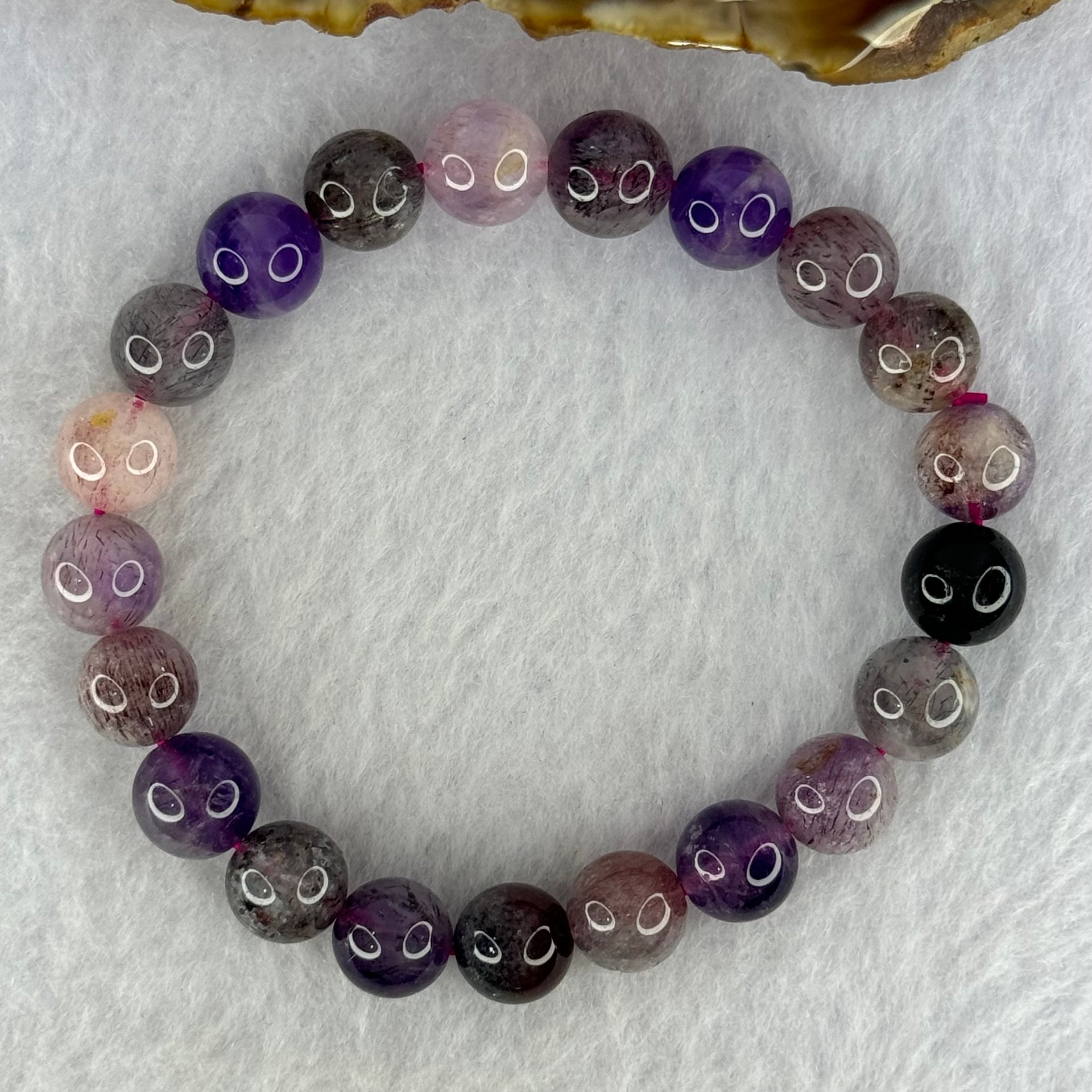 Natural Super 7 Beads Bracelet 21.80g 16cm 9.2mm 21 Beads - Huangs Jadeite and Jewelry Pte Ltd