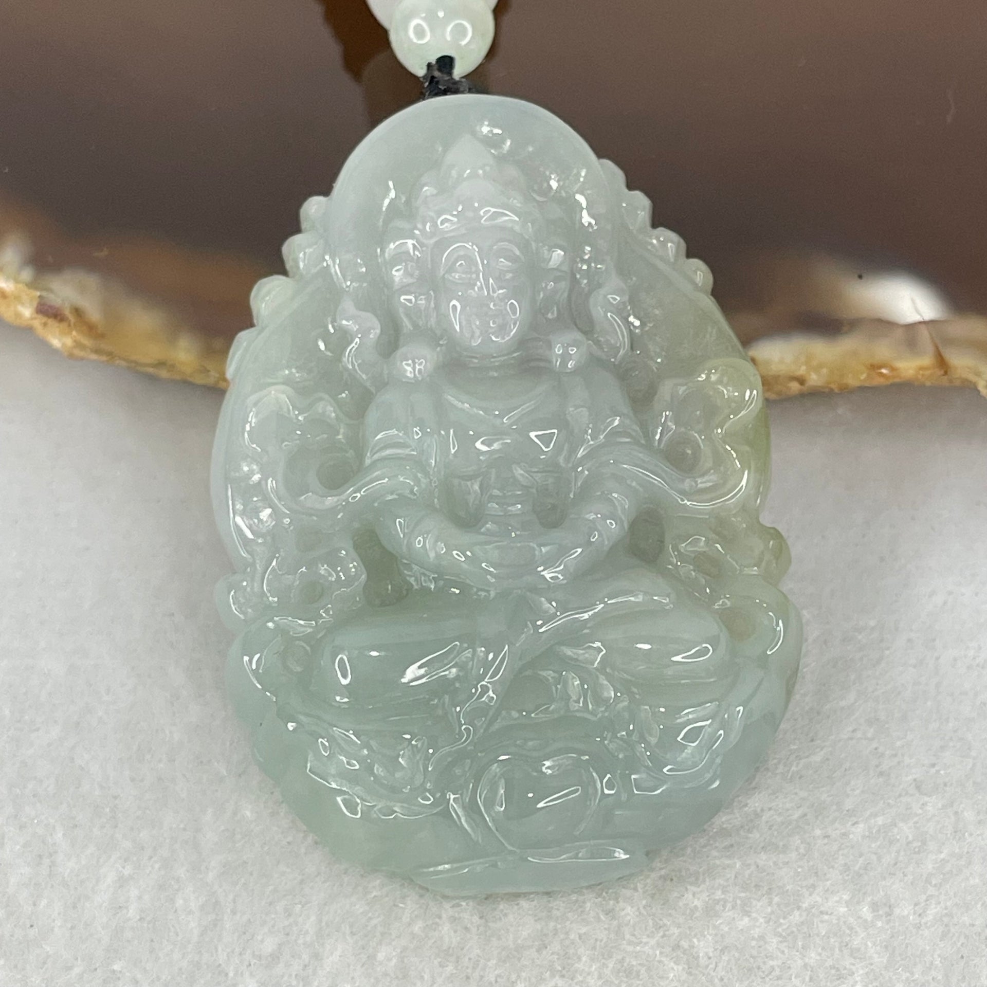 Type A Light Green Lavender Jadeite Guan Yin Tara Pendant 32.80g 45.8 by 32.8 by 11.5mm - Huangs Jadeite and Jewelry Pte Ltd