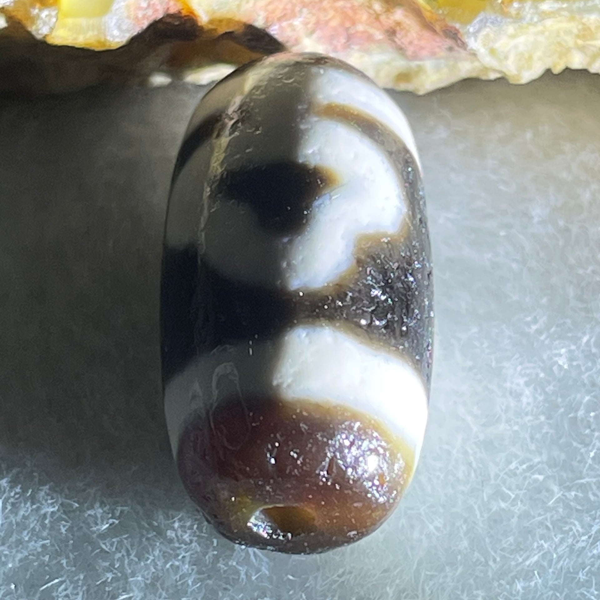 Natural Powerful Tibetan Old Oily Agate Double Bodhi Tree Bead Heavenly Master (Tian Zhu) 3.09g 1.92 by 10.0mm - Huangs Jadeite and Jewelry Pte Ltd