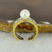 Natural Pearl in Sliver Gold Color Ring (Adjustable Size) 4.76g 8.4mm - Huangs Jadeite and Jewelry Pte Ltd