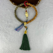 Type A Mixed Colour Bodhi Beads with Ivory Fruit 9 Tail Fox and Hong Zhu Sha Handplay 29.83g 9.4mm 36+2 Beads - Huangs Jadeite and Jewelry Pte Ltd