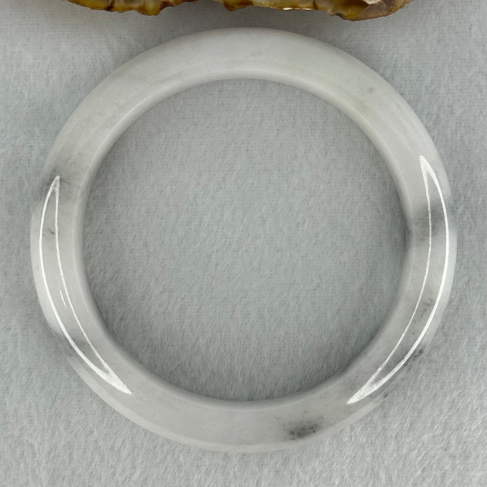 Type A Faint Lavender Green to White with Grey Wuji Patches Jadeite Bangle Internal Diameter 58.2mm 70.55g 14.0 by 9.3mm (Very Slight Internal Lines) - Huangs Jadeite and Jewelry Pte Ltd