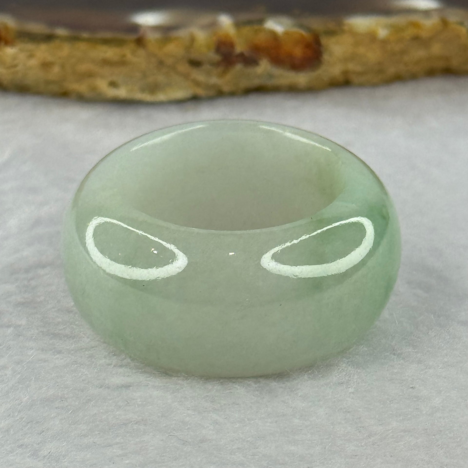 Type A Light Green Jadeite Ring 22.43g 16.2 by 6.3mm US13 HK29.25 - Huangs Jadeite and Jewelry Pte Ltd