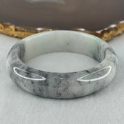 Type A Jadeite Faint Green Wuji Grey Piao Hua Bangle Internal Diameter 56.7mm 77.66g 16.7 by 8.8mm (Close to Perfect) - Huangs Jadeite and Jewelry Pte Ltd