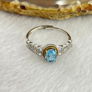 Blue Cubic Zirconia with Crystals in S925 Sliver Ring (Adjustable Size) 1.81g 6.5 by 5.0 by 3.5mm - Huangs Jadeite and Jewelry Pte Ltd