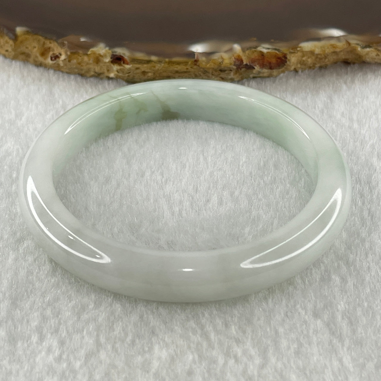 Natural Type A Faint Green Faint Lavender Jadeite Bangle 30.71g Inner Diameter 51.5mm 9.0 by 7.0mm (Very Very Slight Internal Lines) - Huangs Jadeite and Jewelry Pte Ltd