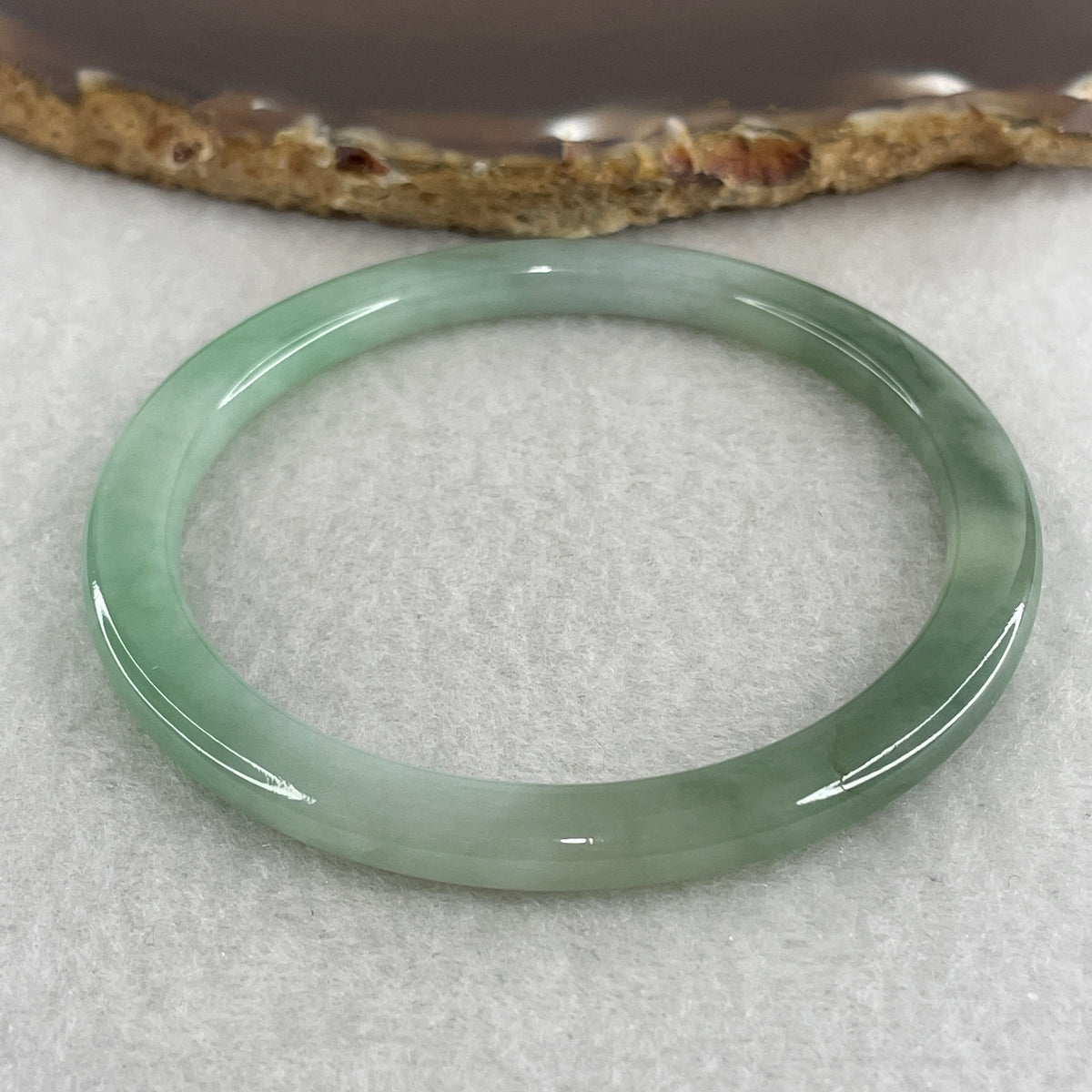 Natural Type A Light Green with Blueish Green Jadeite Flat Ding Dang Bangle 19.59g Inner Diameter 55.2mm 5.1 by 6.9mm (Perfect) - Huangs Jadeite and Jewelry Pte Ltd
