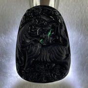 Type A Opaque to Partial Translucent Black Omphacite Jadeite Tiger Pendant 24.24g 56.8 by 40.5 by 7.5mm - Huangs Jadeite and Jewelry Pte Ltd