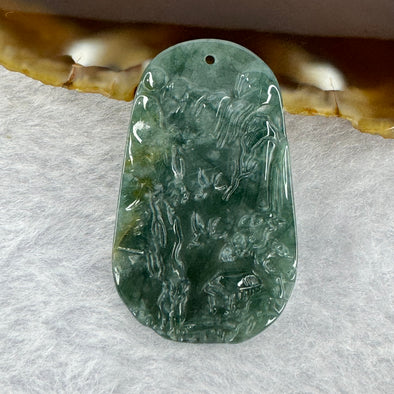 Type A Blueish Green Jadeite Shan Shui Pendant 6.87g 23.9 by 40.0 by 3.4mm - Huangs Jadeite and Jewelry Pte Ltd