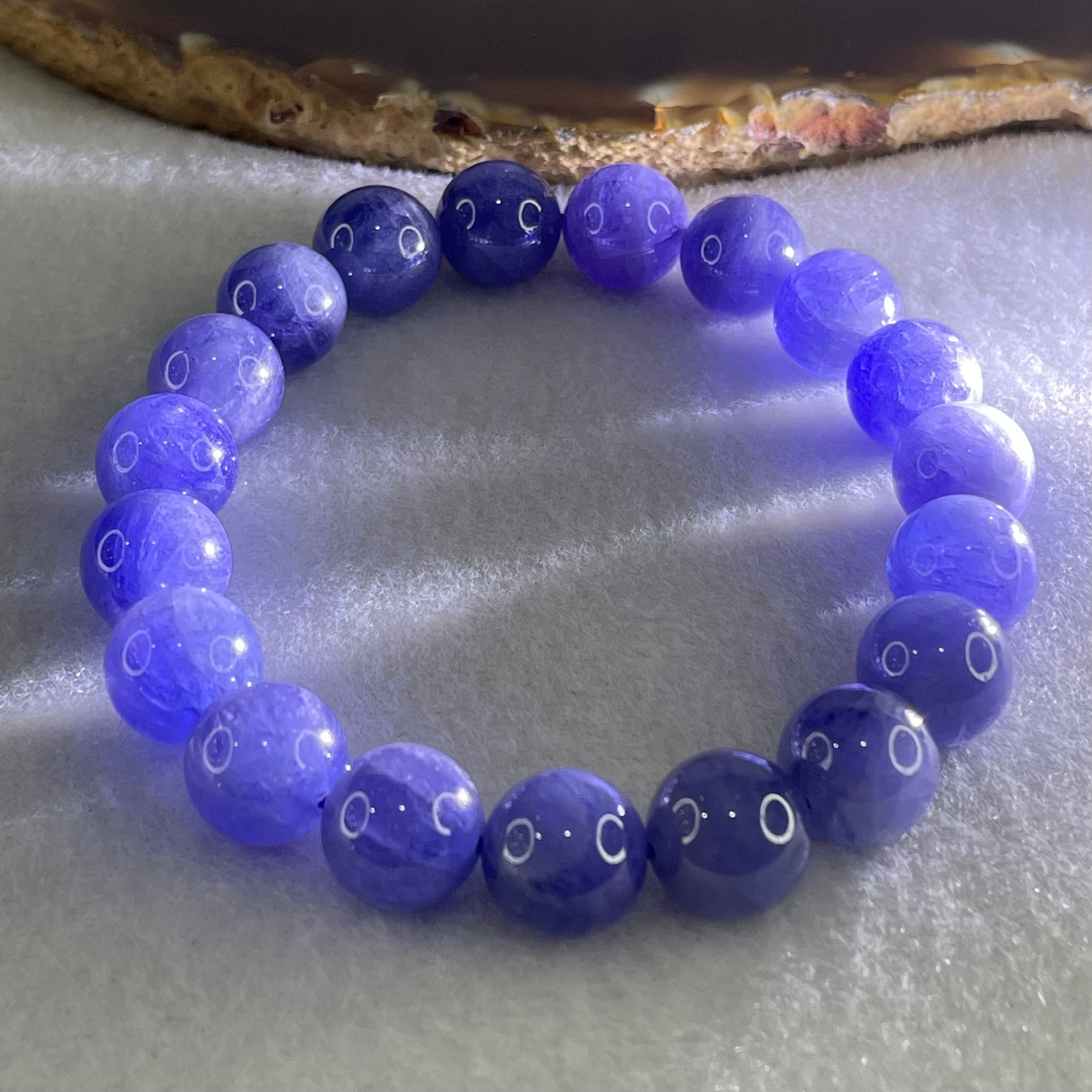 Good Grade Natural Blue Tanzanite Beads Bracelet 39.68g 16.5cm 10.8mm 19 Beads - Huangs Jadeite and Jewelry Pte Ltd