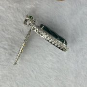 Type A ICY Blueish Green Jadeite Leaf in S925 Silver with Crystals Pendent 7.30g 23.5 by 13.5 by 3.0mm - Huangs Jadeite and Jewelry Pte Ltd