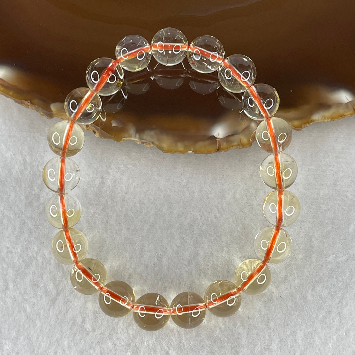 Certified Above Average Grade Natural Yellow Citrine Crystal Beads Bracelet | 9.3mm Golden Merchant's (22.21g | 15.5cm Wrist Sizing | 21 Beads)