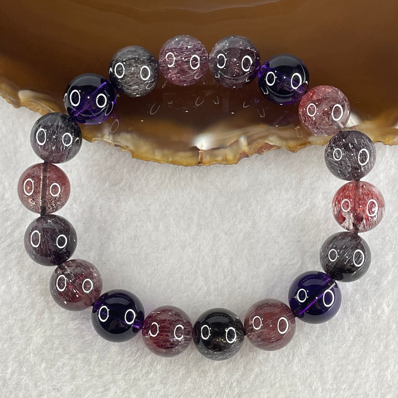 High Good Grade Natural Blackcurrant Super 7 Beads Bracelet 34.98g 16cm 11.3mm 18 Beads