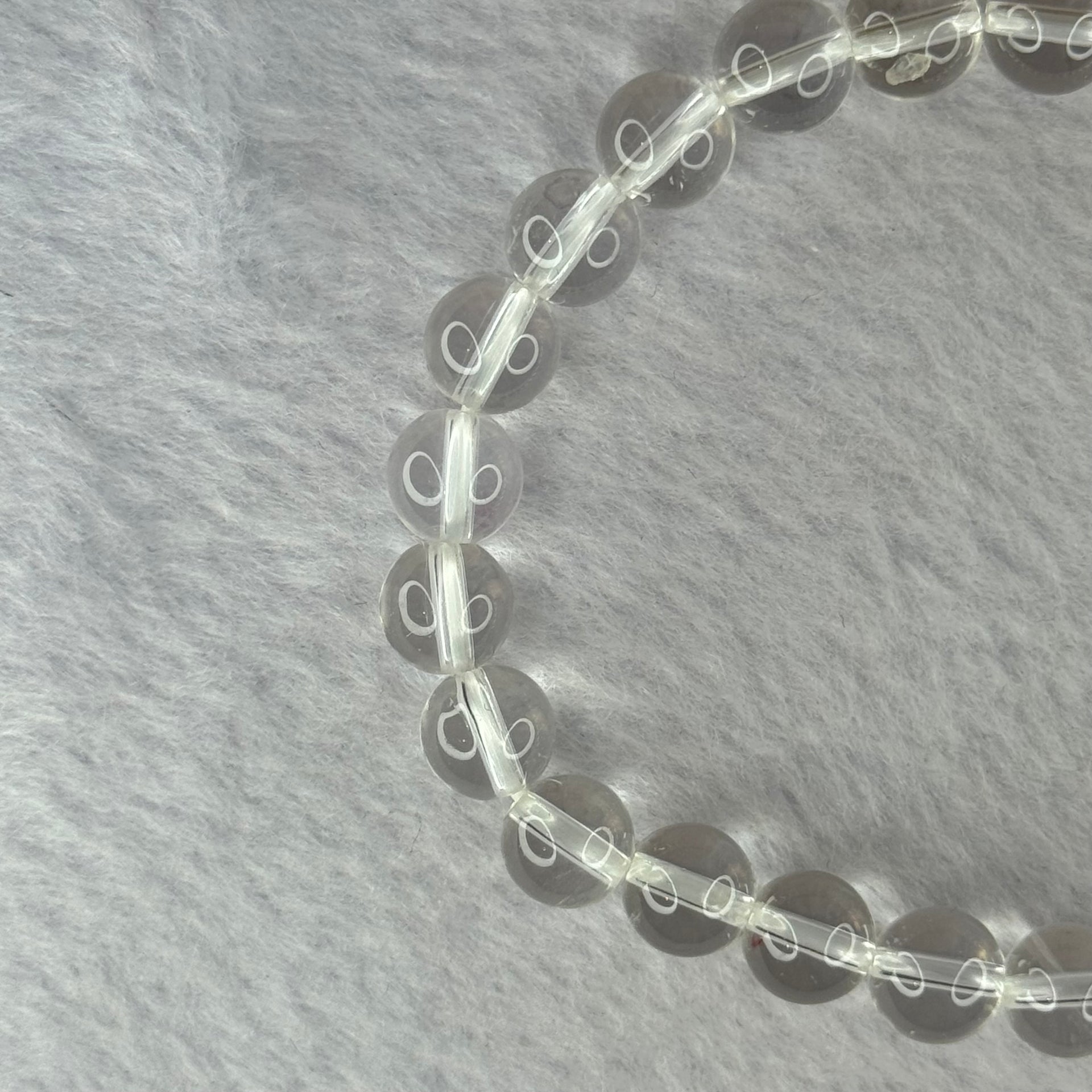 Natural Clear Quartz Bracelet 天然白水晶手链 18.62g 16.5cm 8.4mm 24 Beads - Huangs Jadeite and Jewelry Pte Ltd