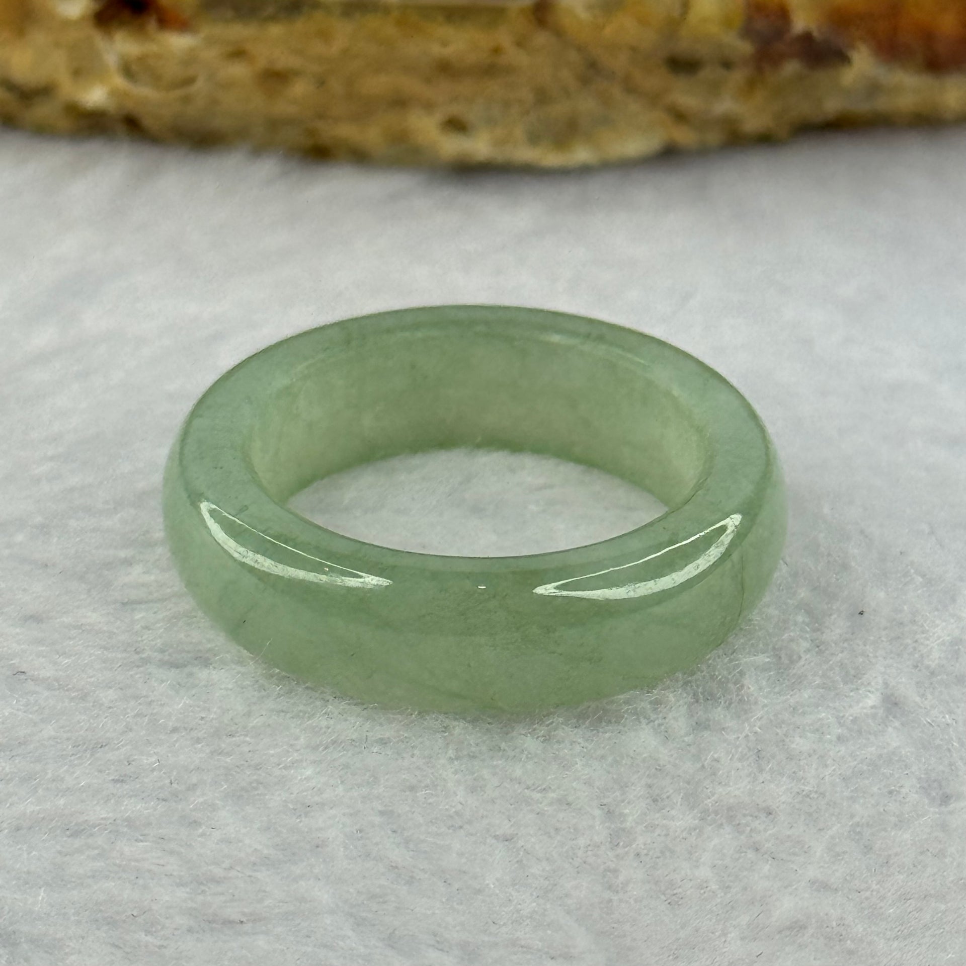 Type A Semi Icy Green Jadeite Ring 3.85g 6.1 by 3.7mm US7.25 HK16 - Huangs Jadeite and Jewelry Pte Ltd