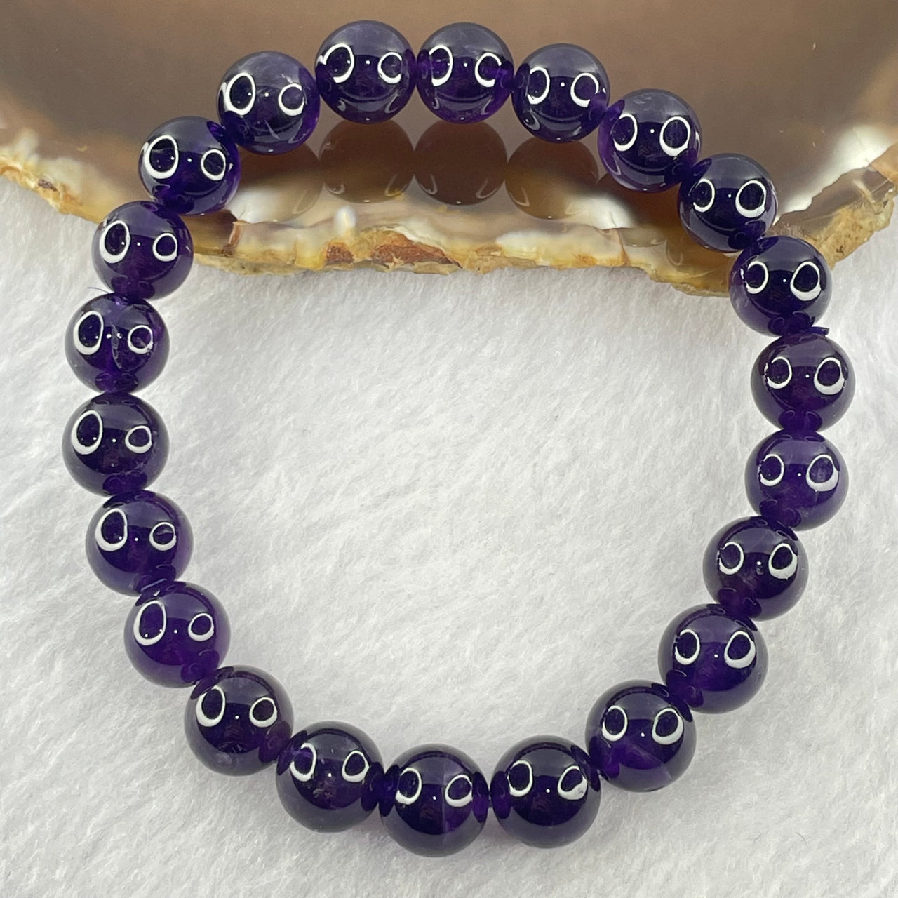 Good Grade Natural Amethyst Bracelet 23.21g 16.5cm 9.4mm 22 Beads - Huangs Jadeite and Jewelry Pte Ltd