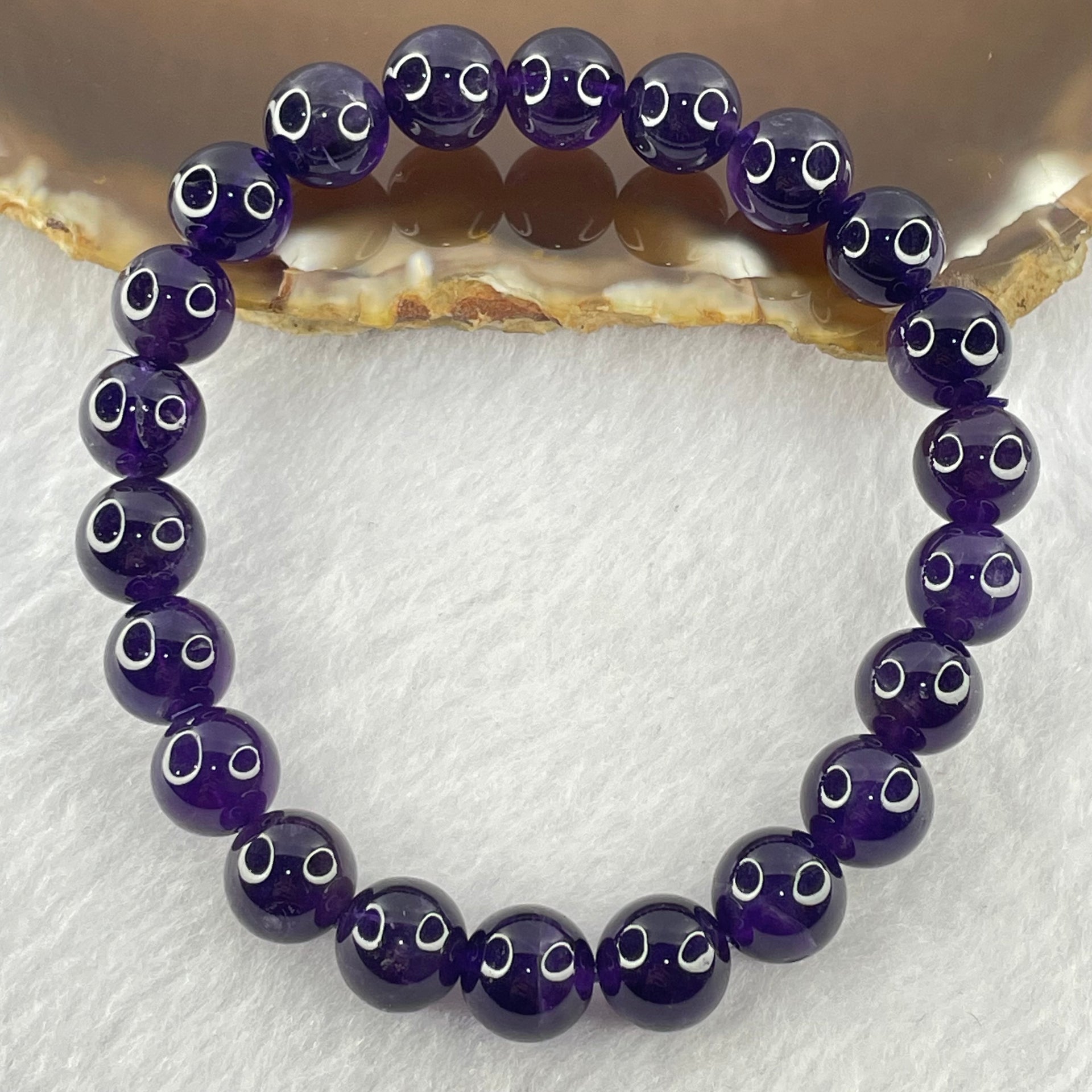 Good Grade Natural Amethyst Bracelet 23.21g 16.5cm 9.4mm 22 Beads - Huangs Jadeite and Jewelry Pte Ltd