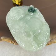Type A Light Green with Dark Green Spot Jadeite Milo Buddha Pendant 37.98g 48.2 by 34.5 by 12.6mm - Huangs Jadeite and Jewelry Pte Ltd