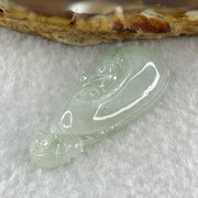 Type A Natural Semi Icy White to Faint Green with Green Patches Jadeite Ruyi Pendant 6.13g 39.5 by 17.3 by 6.7mm - Huangs Jadeite and Jewelry Pte Ltd