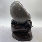 Natural Deep Purple Amethyst Egg with Wooden Stand Display Total 5,496.0g 170.0 by 165.0 by 275.0mm - Huangs Jadeite and Jewelry Pte Ltd