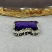 Natural Meteorite Bear Charm / Pendant in S925 Silver with Crystals For Necklace / Bracelet (Purple Color) 7.32g  26.1 by 21.4 by 8.4mm - Huangs Jadeite and Jewelry Pte Ltd
