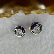 Good Grade Natural Super 7 S925 Silver Earrings 2.63g 8.7 by 5.5mm - Huangs Jadeite and Jewelry Pte Ltd