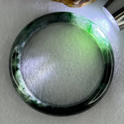 Type A Dark Green with Black and Emerald Green Piao Hua Jadeite Bangle Internal Diameter 55.7mm 57.67g 13.8 by 8.2mm (Very Slight External Rough) - Huangs Jadeite and Jewelry Pte Ltd
