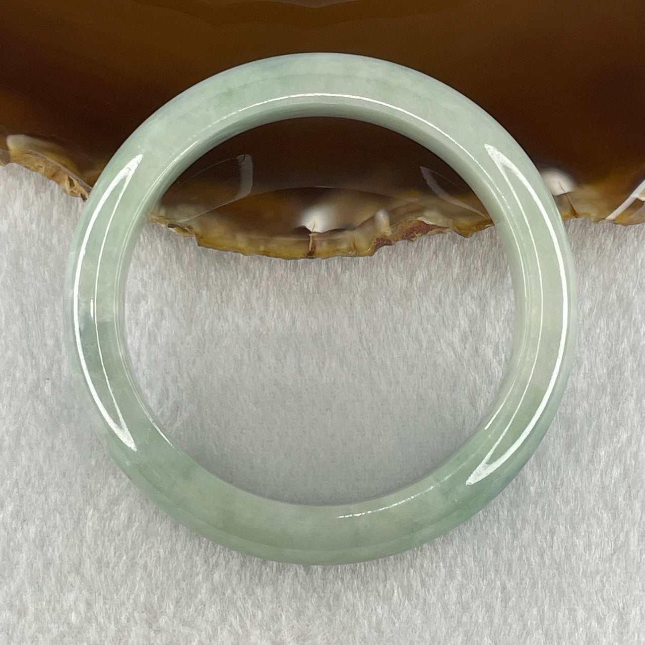 Natural Type A Light Green with Rare Blue Patch Jadeite Bangle 42.26g Inner Diameter 51.4mm 11.0 by 8.1mm (Very Very Slight Internal Lines) - Huangs Jadeite and Jewelry Pte Ltd