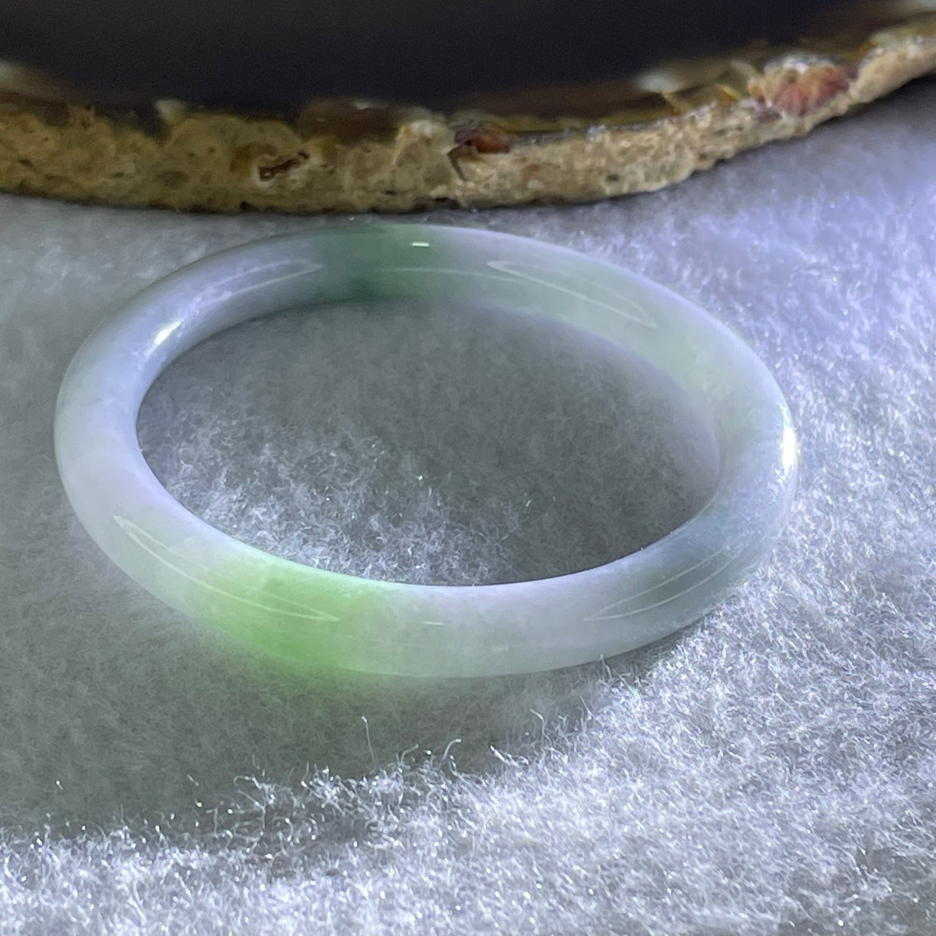 Type A Lavender and Green Jadeite Bangle Internal Diameter 43.7mm 14.65g 6.0 by 6.0mm (Very Very Fine Internal Line) - Huangs Jadeite and Jewelry Pte Ltd