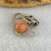 Natural Sunstone Bead with Crystals in S925 Sliver Swan Charm 3.26g 7.8mm - Huangs Jadeite and Jewelry Pte Ltd