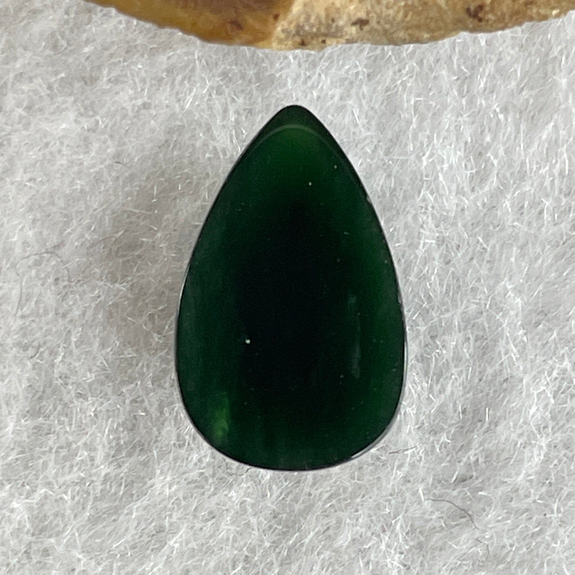 Type A Translucent Black Omphacite Jadeite Tear Drop Cabouchon Stone For Setting 0.87g 14.2 by 8.3 by 4.6mm - Huangs Jadeite and Jewelry Pte Ltd