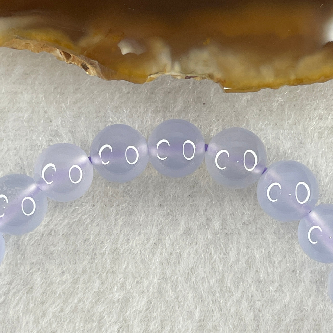 Very Good Grade Natural Blue Lavender Chalcedony Agate Beads with Fortune Cat Charm Bracelet 17.17g 15.5cm 7.8mm 22 Beads - 16.5 by 15.8 by 11.7mm Cat
