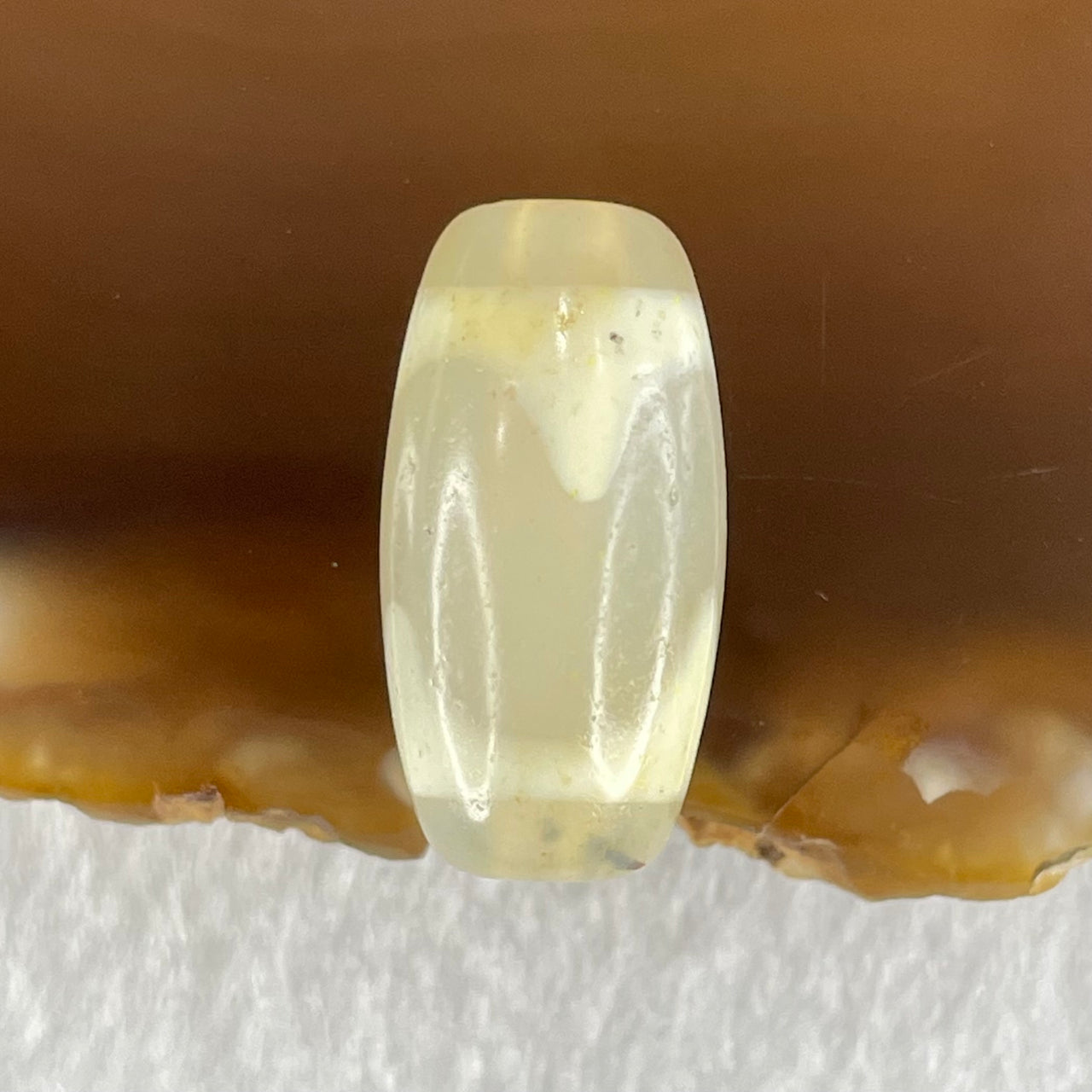 Natural Powerful Tibetan Old Oily Agate Tiger Tooth Daluo Dzi Bead Heavenly Master (Tian Zhu) 虎呀天诛 3.20g 19.9 by 10.2mm - Huangs Jadeite and Jewelry Pte Ltd