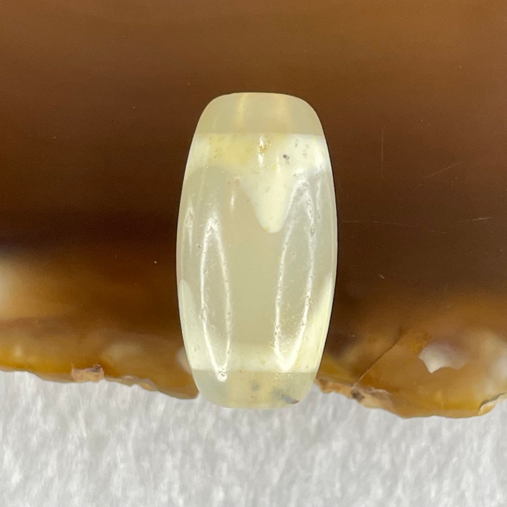 Natural Powerful Tibetan Old Oily Agate Tiger Tooth Daluo Dzi Bead Heavenly Master (Tian Zhu) 虎呀天诛 3.20g 19.9 by 10.2mm - Huangs Jadeite and Jewelry Pte Ltd