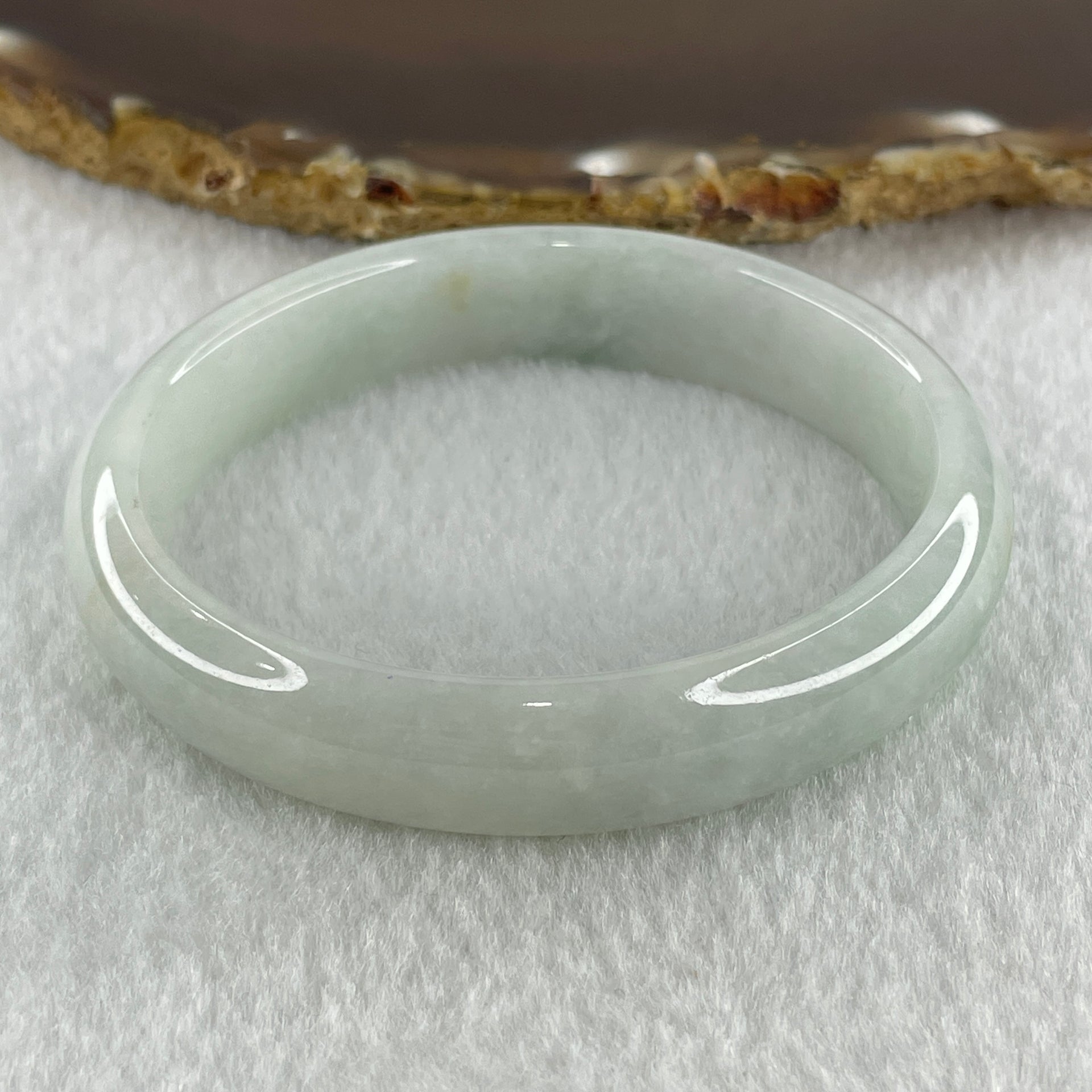 Natural Type A Faint Green Faint Lavender Jadeite Oval Bangle 42.10g Inner Diameter 55.2mm 12.8 by 7.4mm (Very Very Slight Internal Lines) - Huangs Jadeite and Jewelry Pte Ltd