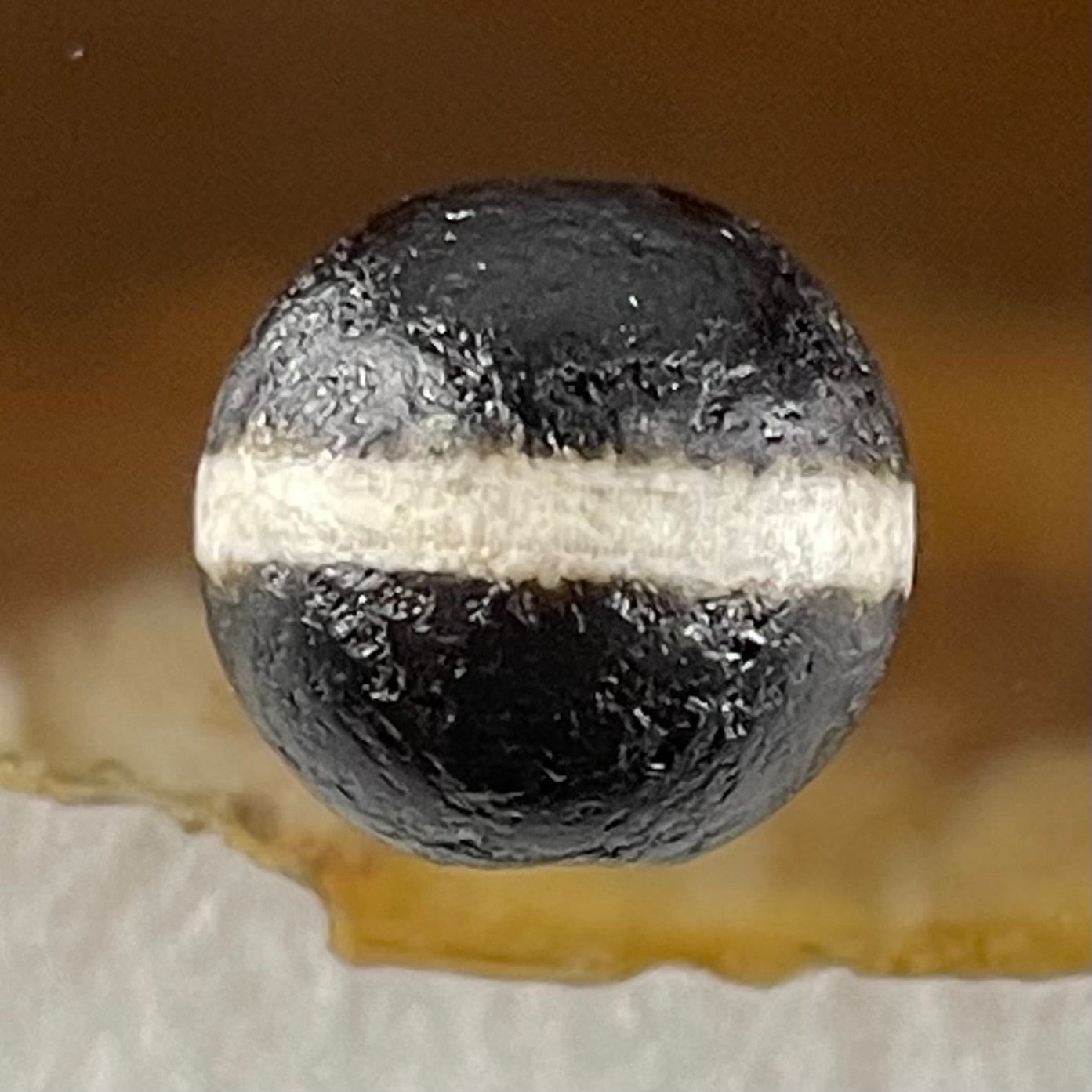 Natural Powerful Tibetan Old Oily Agate 1 Lines Dzi Bead Heavenly Master (Tian Zhu) 1.44g 9.8 by 10.4mm - Huangs Jadeite and Jewelry Pte Ltd