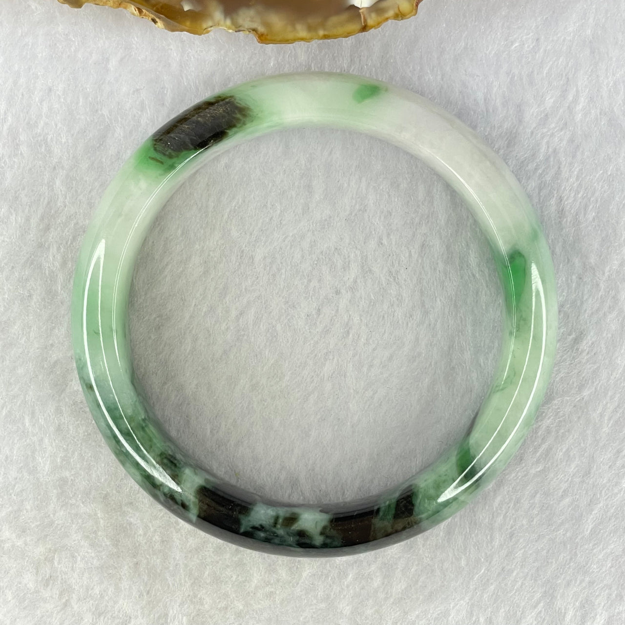 Type A Green and Lavender with Moss Green Piao Hua Jadeite Bangle Internal Diameter 58.4mm 65.31g 14.0 by 8.7mm (Internal Lines) - Huangs Jadeite and Jewelry Pte Ltd