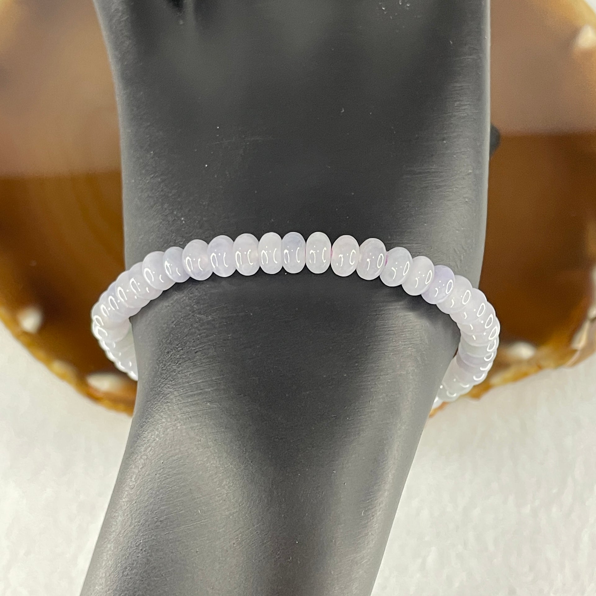 Natural Type A Lavender Jadeite Donut Beads Bracelet 11.49g 15.5cm 6.0mm 49 Pcs - Huangs Jadeite and Jewelry Pte Ltd