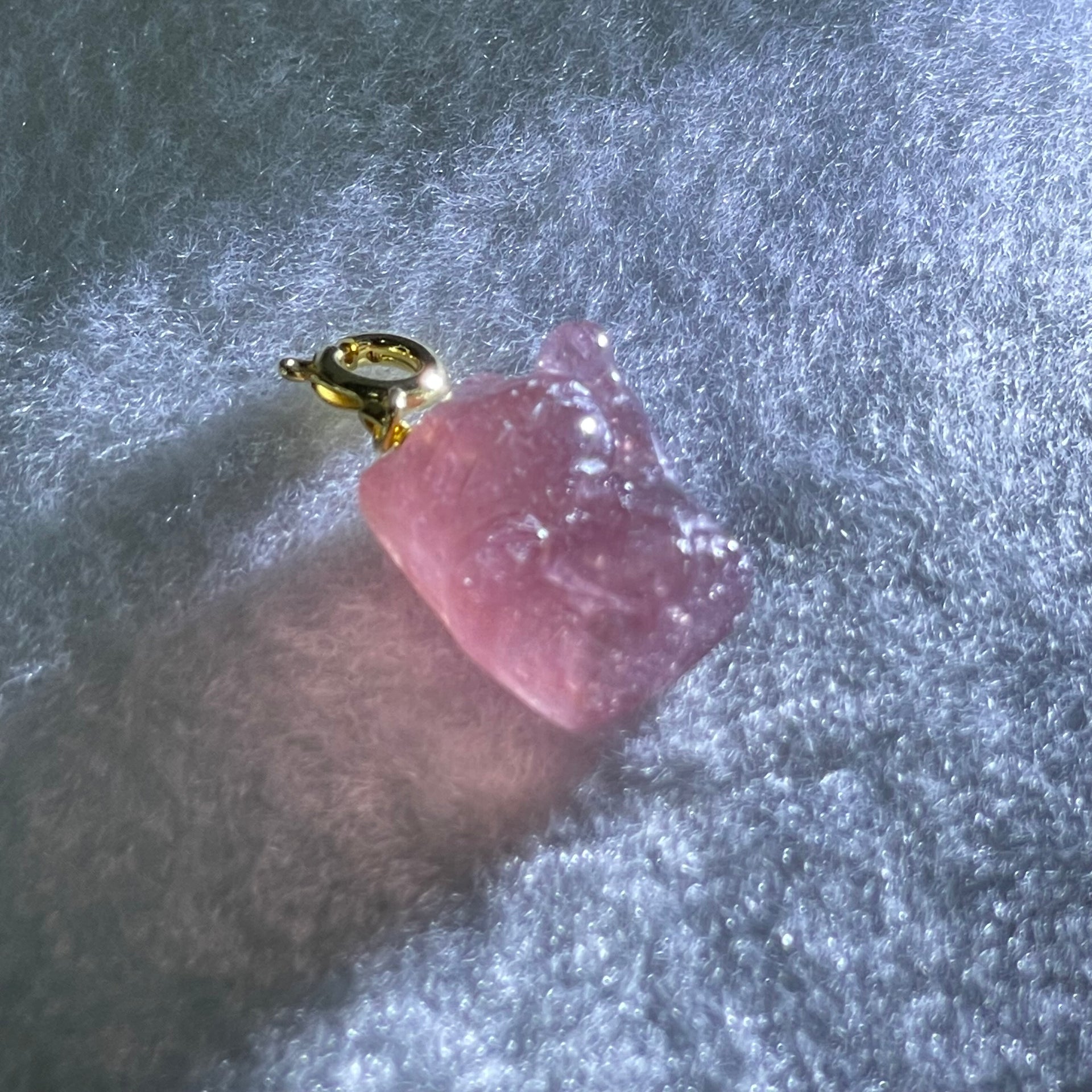 Natural Strawberry Quartz Fortune Cat Charm 3.52g 17.2 by 12.4 by 9.3mm - Huangs Jadeite and Jewelry Pte Ltd