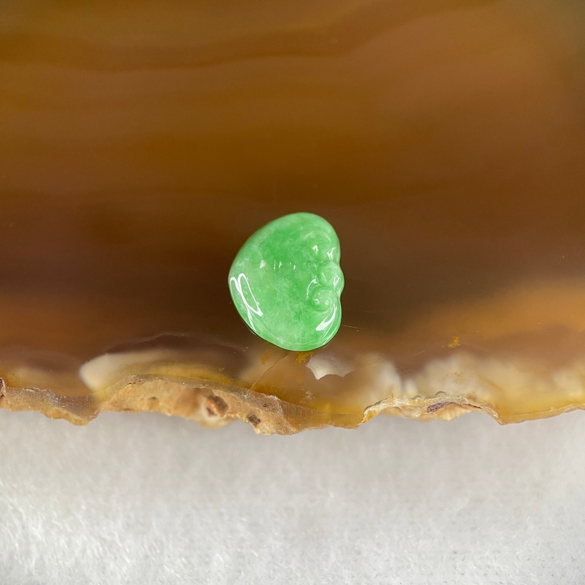 Type A Old Mine Full Green Jadeite Ruyi Charm Stone For Setting 0.44g 11.1 by 8.6 by 2.3mm - Huangs Jadeite and Jewelry Pte Ltd