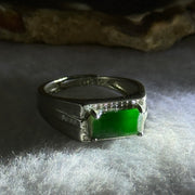 Type A Icy Green Jadeite with Crystals in S925 Sliver Ring (Adjustable Size) 3.54g 11.4 by 6.6 by 2.5mm - Huangs Jadeite and Jewelry Pte Ltd