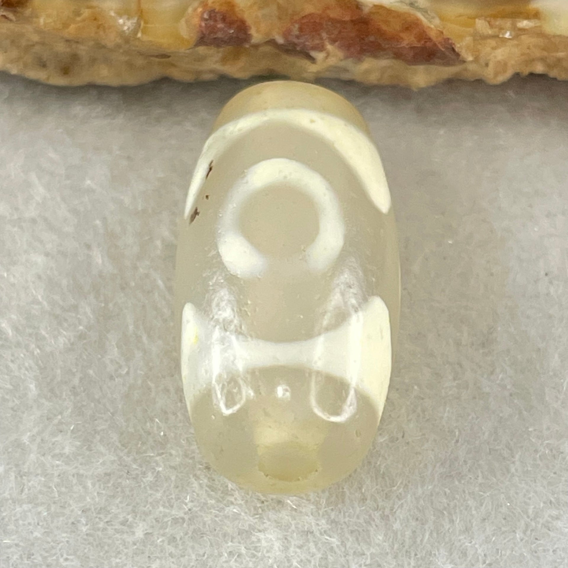 Natural Powerful Tibetan Old Oily Agate 3 Eyes Dzi Bead Heavenly Master (Tian Zhu) 三眼天诛 3.22g 20.1 by 10.4mm - Huangs Jadeite and Jewelry Pte Ltd