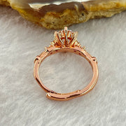 Colourless Cubic Zirconia with Crystals In PT950 Plated Sliver Rose Gold Color Ring (Adjustable Size) 2.41g 7.1 by 4.2mm - Huangs Jadeite and Jewelry Pte Ltd