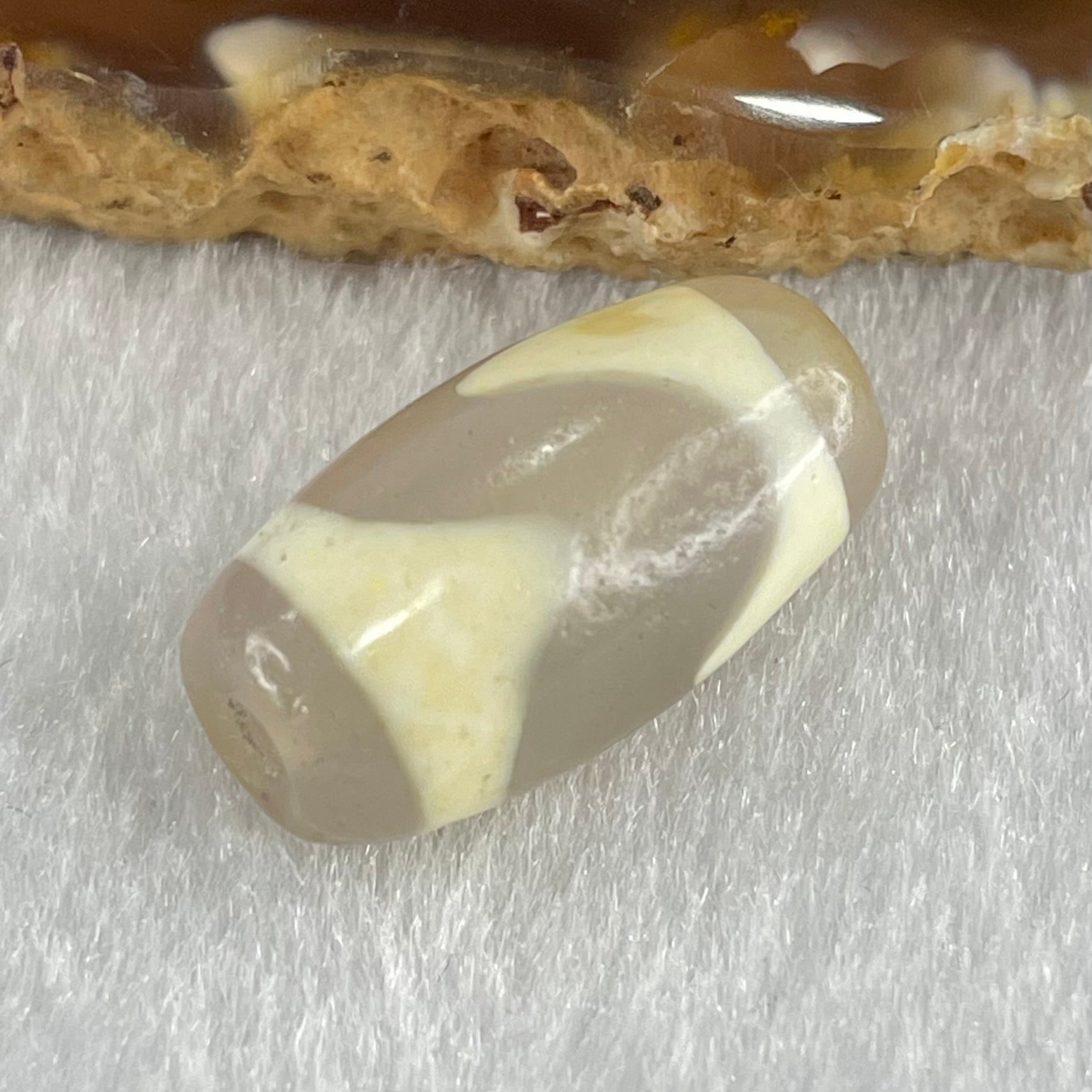 Natural Powerful Tibetan Old Oily Agate Tiger Tooth Daluo Dzi Bead Heavenly Master (Tian Zhu) 虎呀天诛 3.40g 20.1 by 10.0mm - Huangs Jadeite and Jewelry Pte Ltd