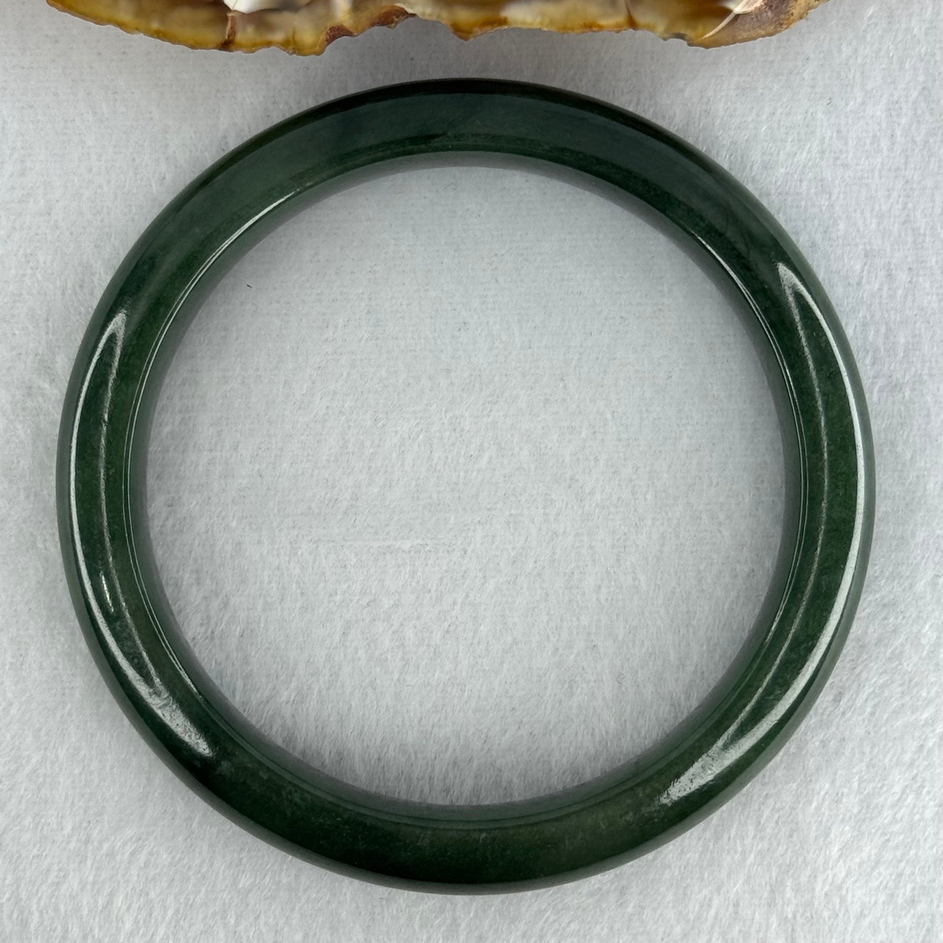 Type A Dark Blueish Green Jadeite Bangle Internal Diameter 58.2mm 48.09g 10.7 by 8.3mm (Slight Internal Lines) - Huangs Jadeite and Jewelry Pte Ltd