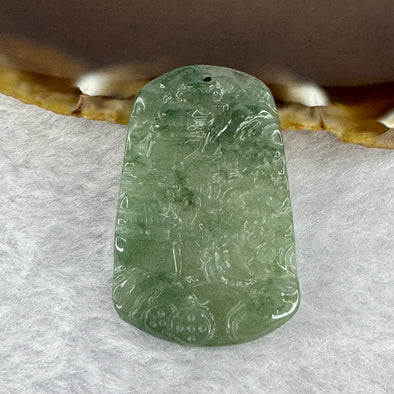 Type A Blueish Green Jadeite Shan Shui Pendant 10.66g 26.5 by 40.3 by 4.7mm - Huangs Jadeite and Jewelry Pte Ltd